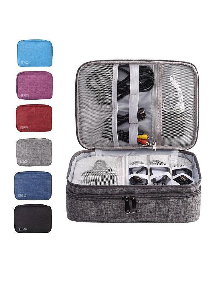 Multifunctional Data Line Storage Bag, Travel Cosmetic Organizer, Portable and Durable, Ideal for Electronics and Makeup