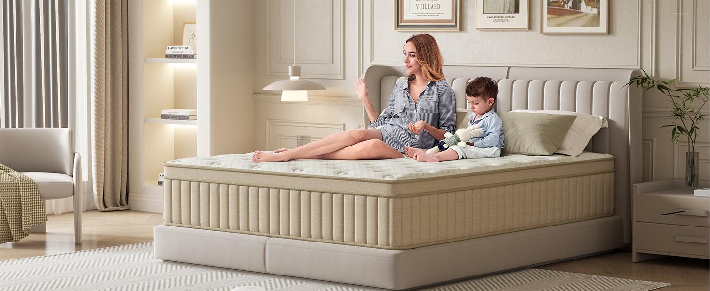 TVDFGTS 10/12/14 Inch Twin/Full/Queen/King Mattress in a Box, Gel Memory Foam Mattress, Comfortable & Quiet Sleep, Individually Pocketed Spring Hybrid Mattress, Medium Firm, Motion Isolation, Pressure Relief, Bedroom Use