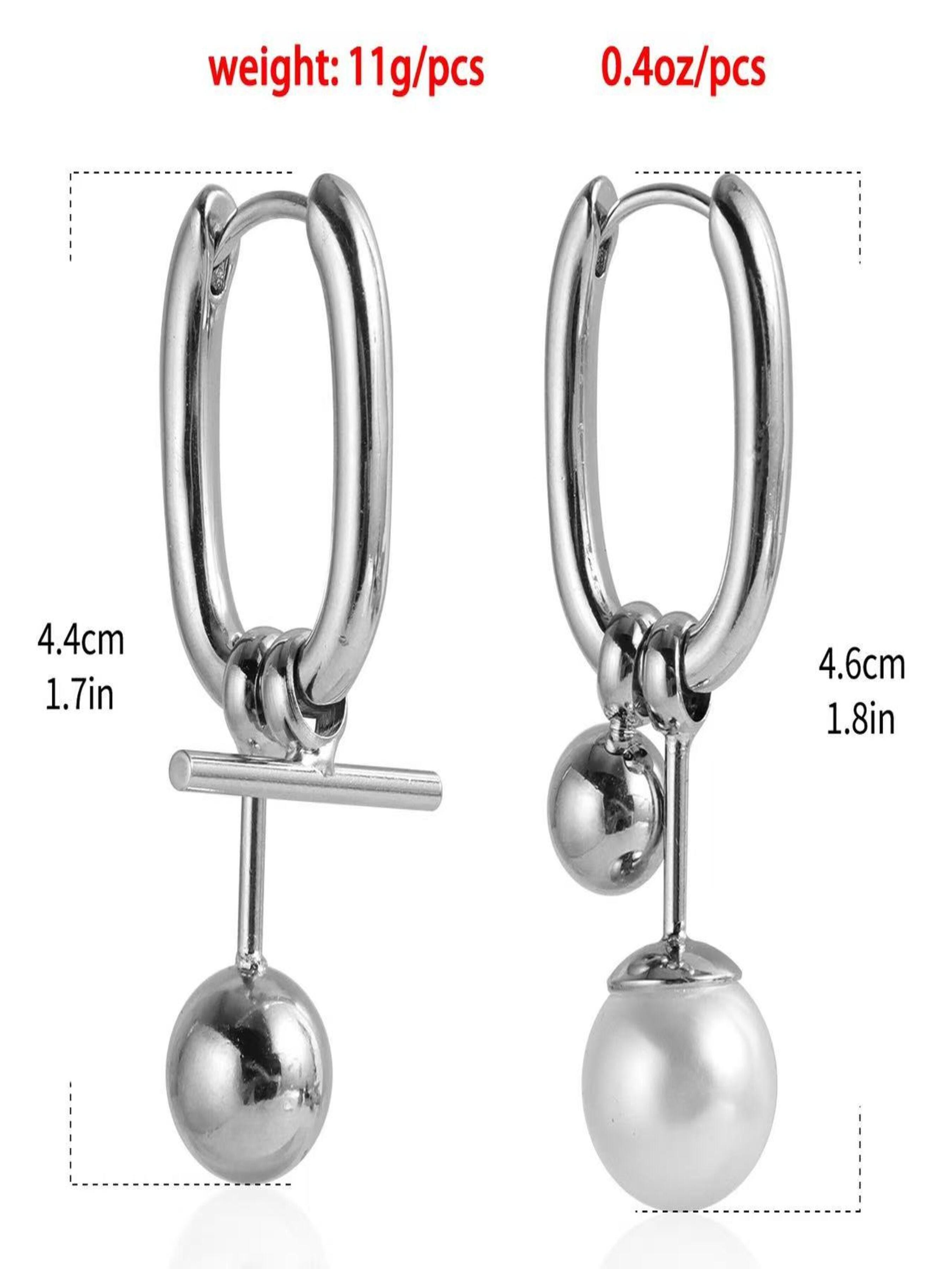 Asymmetrical Pearl Drop Earrings, Minimalist U-Shaped Metal Design, Enhances Facial Shape, Elevates Daily Details