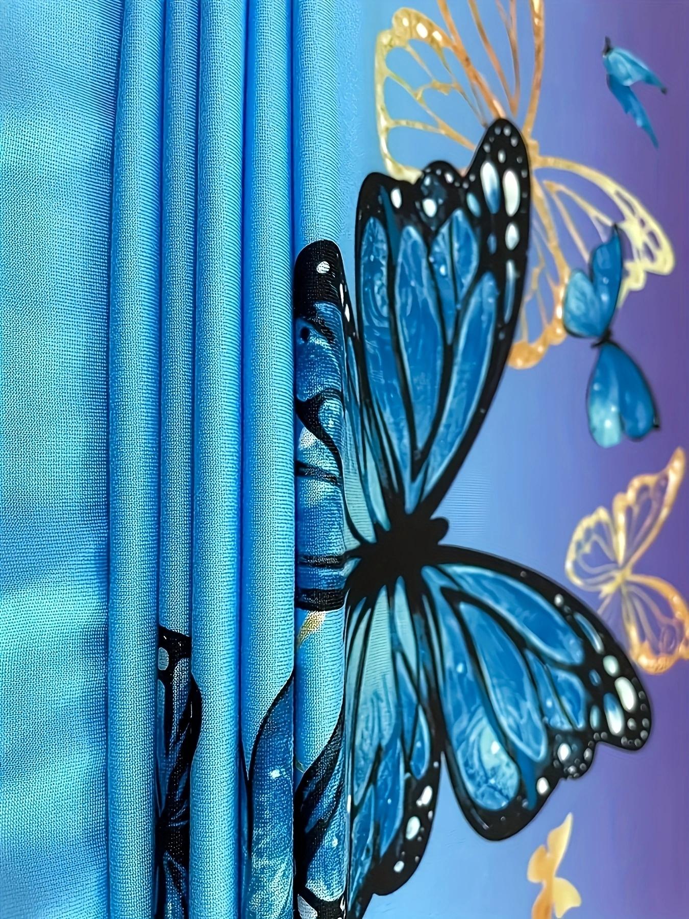 Butterfly Print Gradient Color Women's Spring & Fall Casual Round Neck Short Sleeve Long Pants Two-Piece Set, Fitted Regular Length, Matching Clothing Set, Lady, Stretchy Outfit Sets