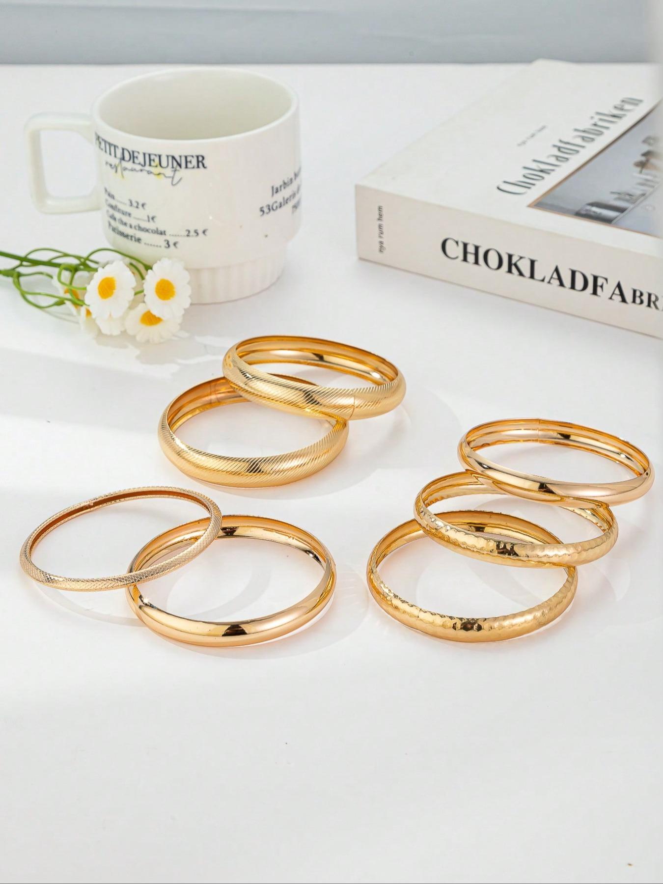 Elegant Iron Bracelet Set, 7-Piece Fashion Jewelry for Women, Daily Wear Wristbands, Perfect Holiday Gift