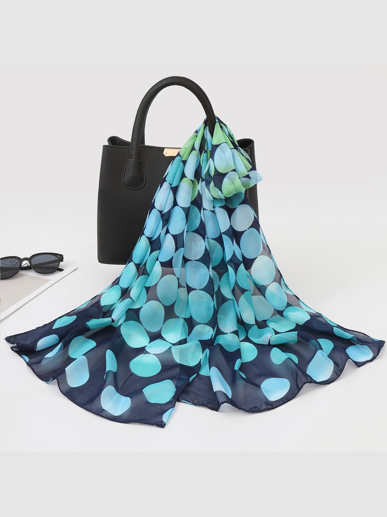 Women's Geometric Print Chiffon Scarf, Loose-Fit Fashion Neck Warmer, Spring & Fall Lightweight Sun Protection Wrap, Casual Style Accessory