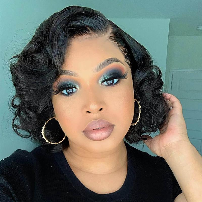 Subella Glueless Short Bob Wig Pre Cut Lace Body Wave 8x5 HD Lace Front Wigs Pre Plucked Human Hair For Women 200% Density 12 Inch