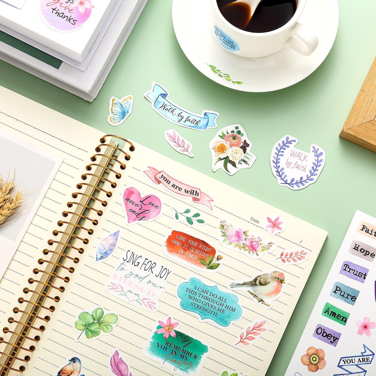 Christmas Gift Christian Stickers with Bible Verse Motivational Quotes Stickers Inspirational Sticker Aesthetic Annotation Kit DIY Creative Planner Stickers Motivation Scripture Sticker Scrapbook Stickers for Journaling, Springtok Gift