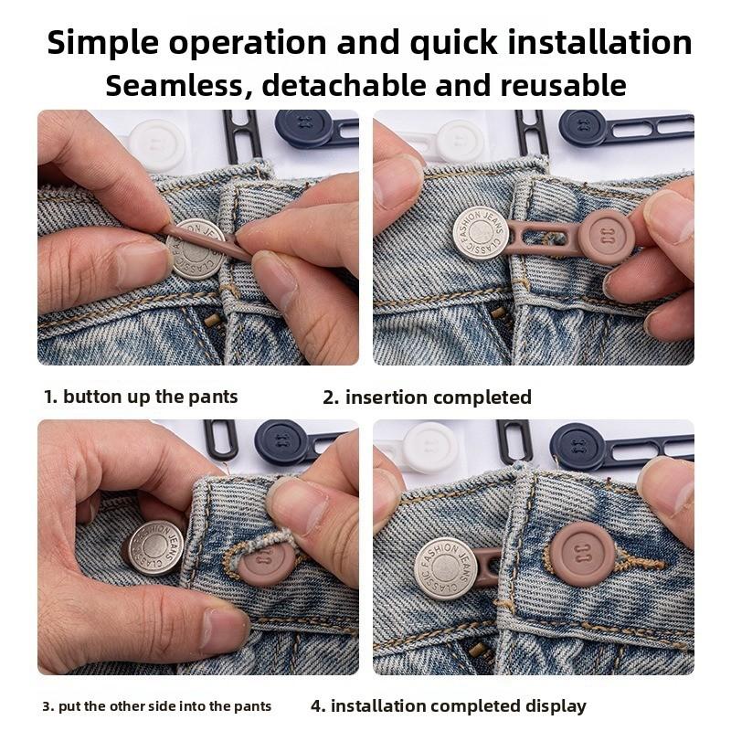 Jeans Waist Extender Tool, Adjustable Elastic Button Closure, Extend Small Waist to Large, Perfect for Denim Jeans, Easy-To-Use Waist Adjuster