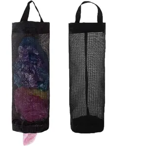 2 Pack Mesh Plastic Bag Holder, Hanging Grocery Bag Dispenser, breathable mesh & space-saving design, wall mount storage organizer for kitchen, pantry and cabinet, neat household grocery bag storage solution for home daily use
