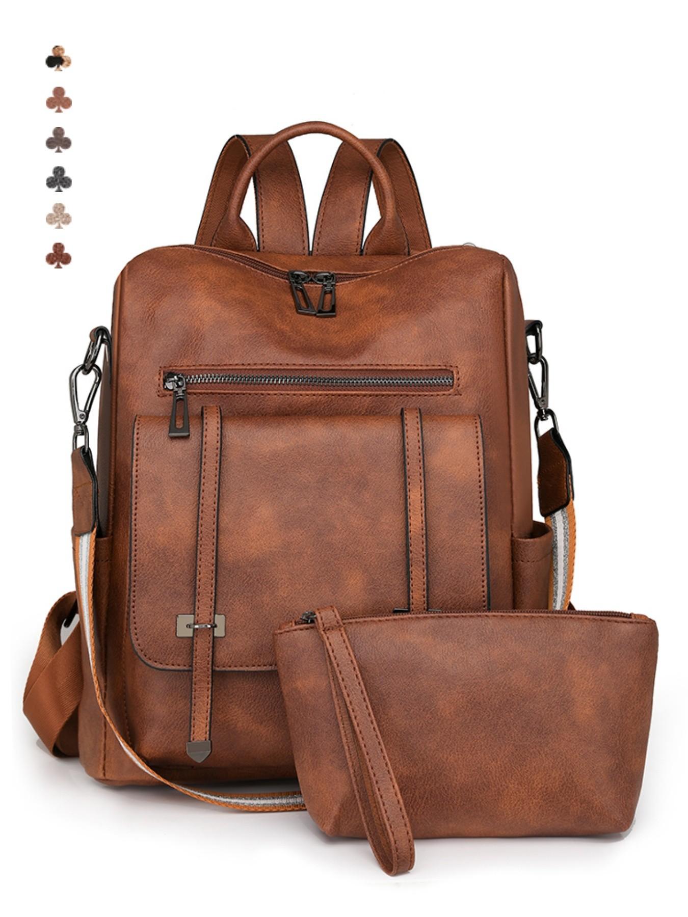 Women's Vintage Soft Leather Backpack, Multi-Functional Commuter Bag, Large Capacity Anti-Theft Handbag, Urban Fashion Accessory