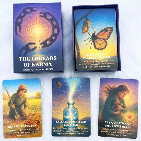 The Threads Of Karma Card Game, 1 Box Interactive Oracle Card Games, Healing Closure & Soul Lessons Card Games for Gifts, Card Games For Teens