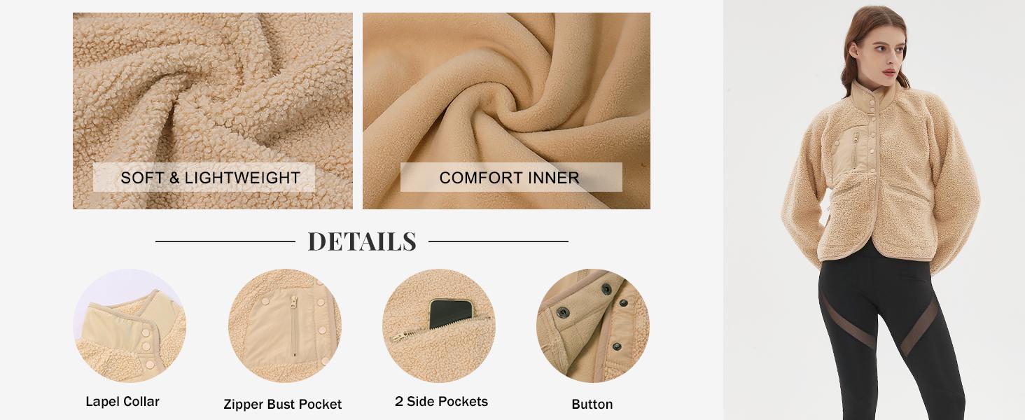 Yeokou Women's  Fleece Scrub Jacket Winter Spring Coat Warm Button-Down Nurse Outfit for Fall & Daily Wear