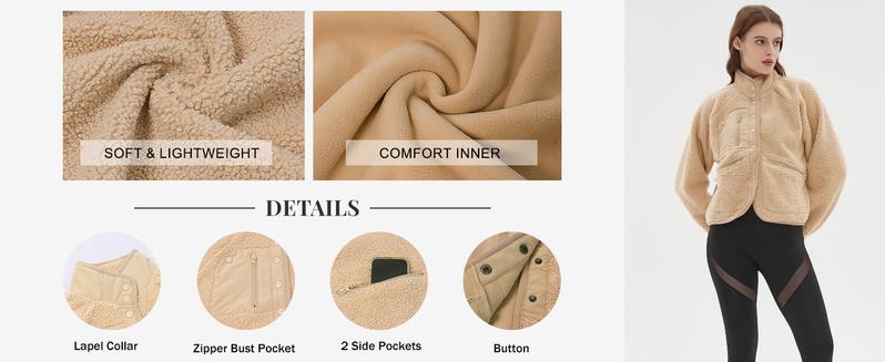 Yeokou Women's  Fleece Scrub Jacket Winter Spring Coat Warm Button-Down Nurse Outfit for Fall & Daily Wear