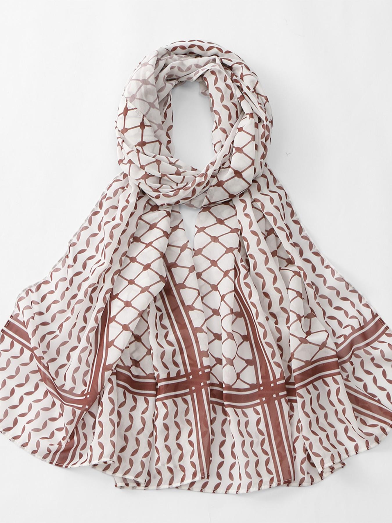 1pcs Bestselling New Pearl Chiffon Print Women's Headscarf, Dubai Turkish Palestine Arab Scarf, Fashionable and Stylish Accessory