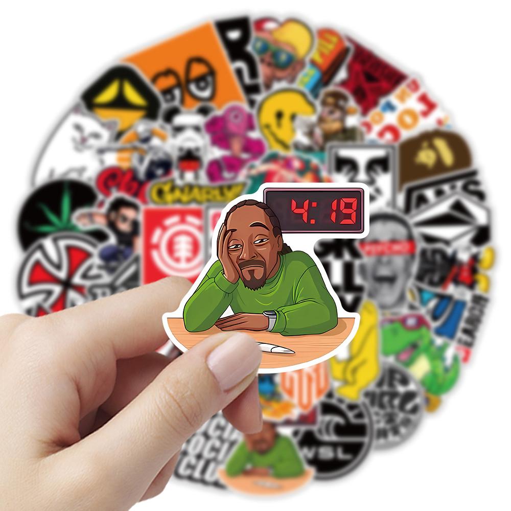 52PCS Premium Streetwear Logo Stickers - Waterproof Vinyl Decals for Skateboards, Luggage & Tech Gadgets