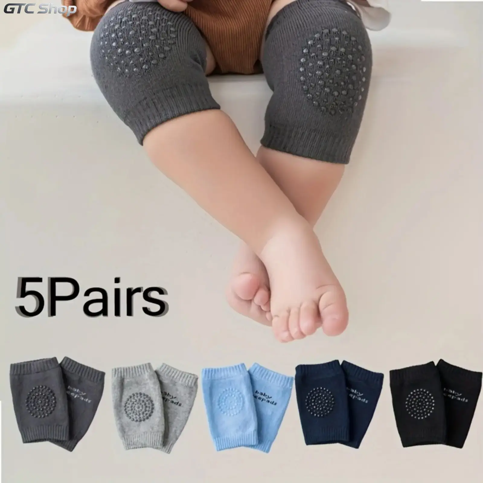Unisex Non-Slip Soft EVA Cushioned Knee Pads Set (5 Pairs) - Outdoor Sports, Shock-Absorbing Protective Gear for Toddlers' Walking & Camping Activities