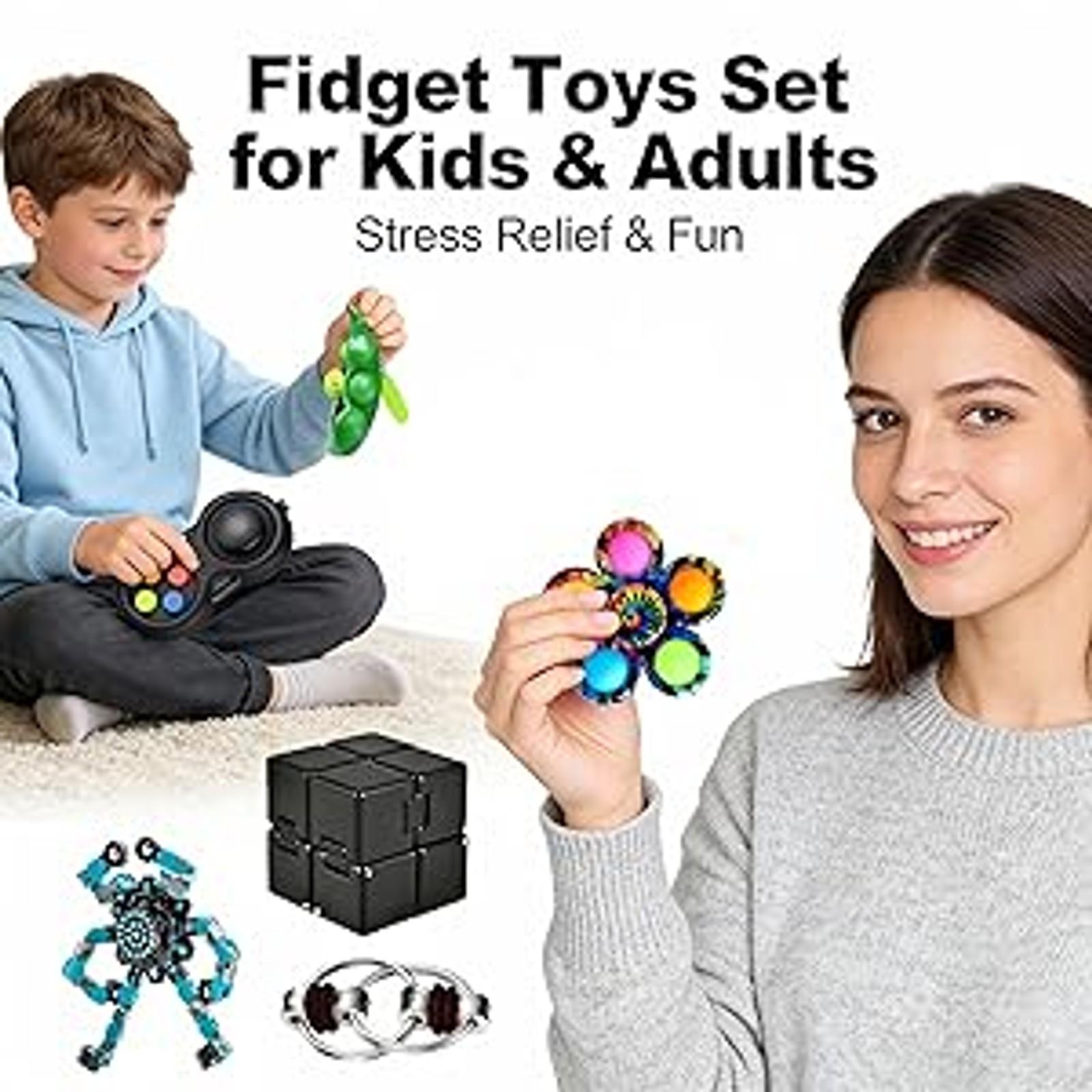 7 Pack Fidget Toys Set, Relieves Stress Anxiety Fidget Toys for Kids, Teens and Adults with ADD, ADHD, Autism or Anxiety, Easter Basket Stuffers Gift for Kids Teen Cool Gadgetfidget toys