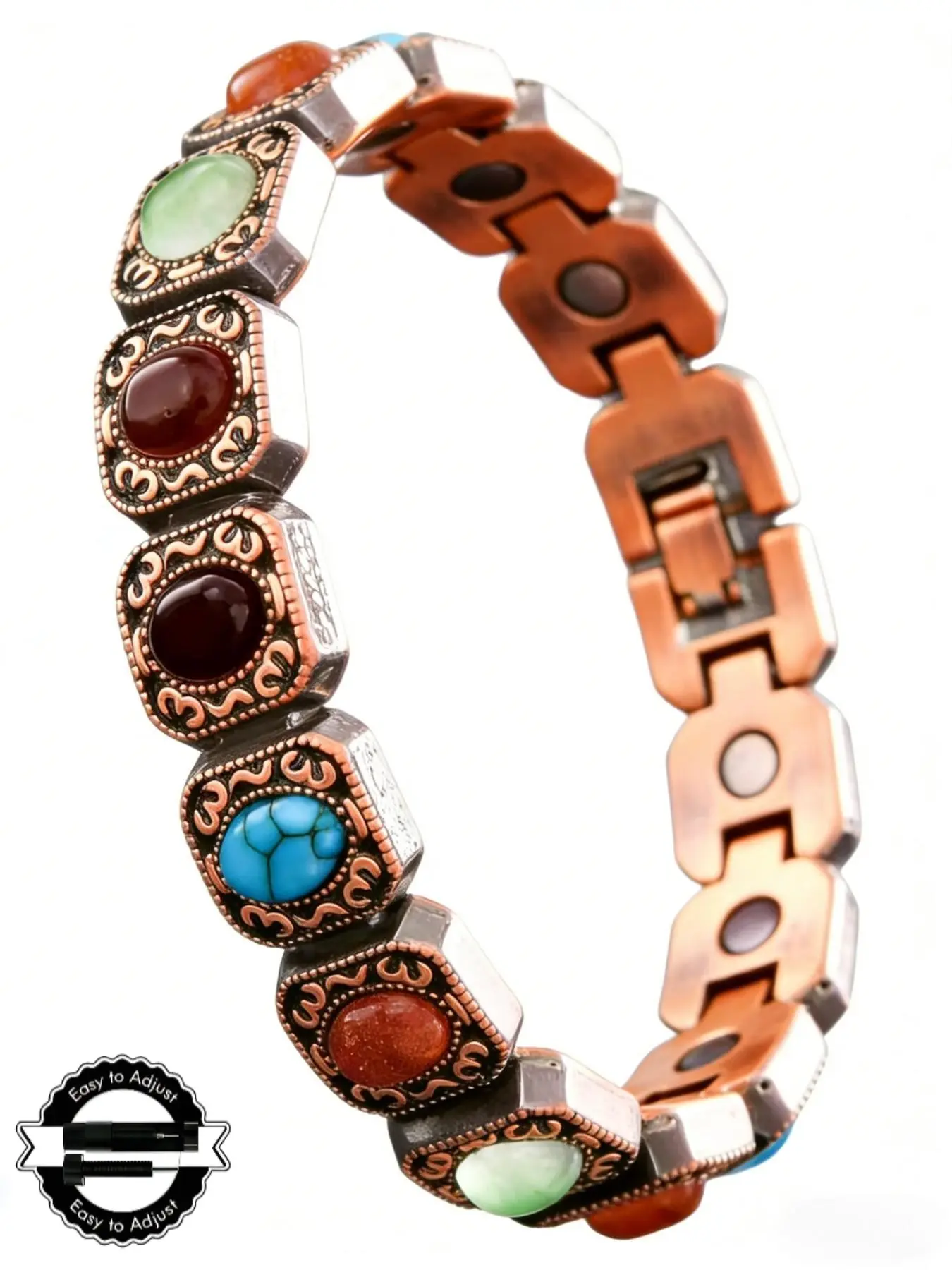 Women's pure copper bracelet, magnetic bracelet, natural gemstone, adjustable, Casual Trendy Jewelry, Valentines Day jewelry gift, suitable for mothers, lovers, and daughters.