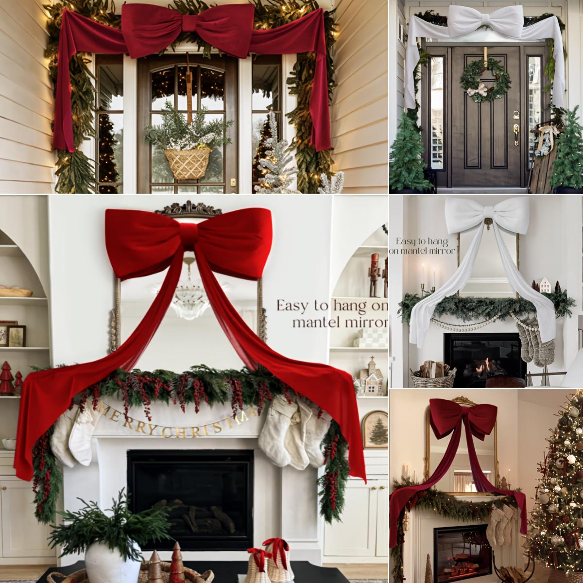 🎀 Giant Bow Christmas Tree Topper Valentine's Day, Proposal, Wedding Venue Large Bow Indoor/Outdoor Backdrop 16x19-inch Satin Ribbon Bow Suitable for Weddings, Christmas, Autumn, Birthday Parties, Home Wreaths Wall Festive Birthday Decorations