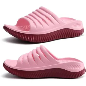 Womens Recovery Sandals With Comfortable Plantar Fasciitis Orthotic Open Toe Sport Slides Thick Cushion Reduces Stress on Back
