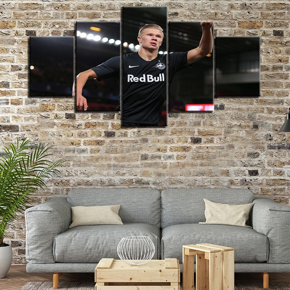 5 Piece/Set Frameless Canvas Painting Print Poster,Classic Pop Modern Sports Documentary Art,Norwegian Soccer Erling Haaland Sports,Perfect Gift for Soccer Lovers,Ideal Gift for Bedroom,Study,Office,Living Room,Dorm Hallway,Kitchen,Mural,Wall Decoration