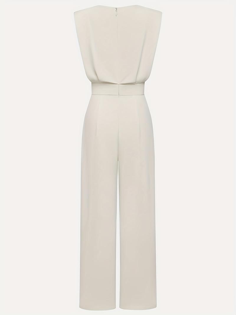 Women's Solid Color Sleeveless Jumpsuit, Elegant Fashion Casual Commuter Jumpsuit for Daily Outdoor Wear, Women Jumpsuit for Summer