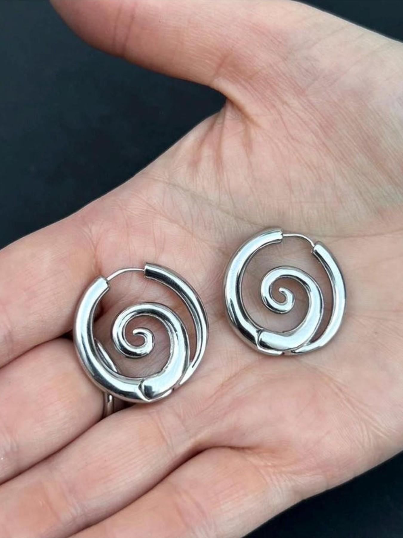 Fashion Geometric Spiral Circle Earrings, Simple Design Women Daily Commute Versatile Party Metal Earrings, Elegant Minimalist Earrings, Smooth Surface