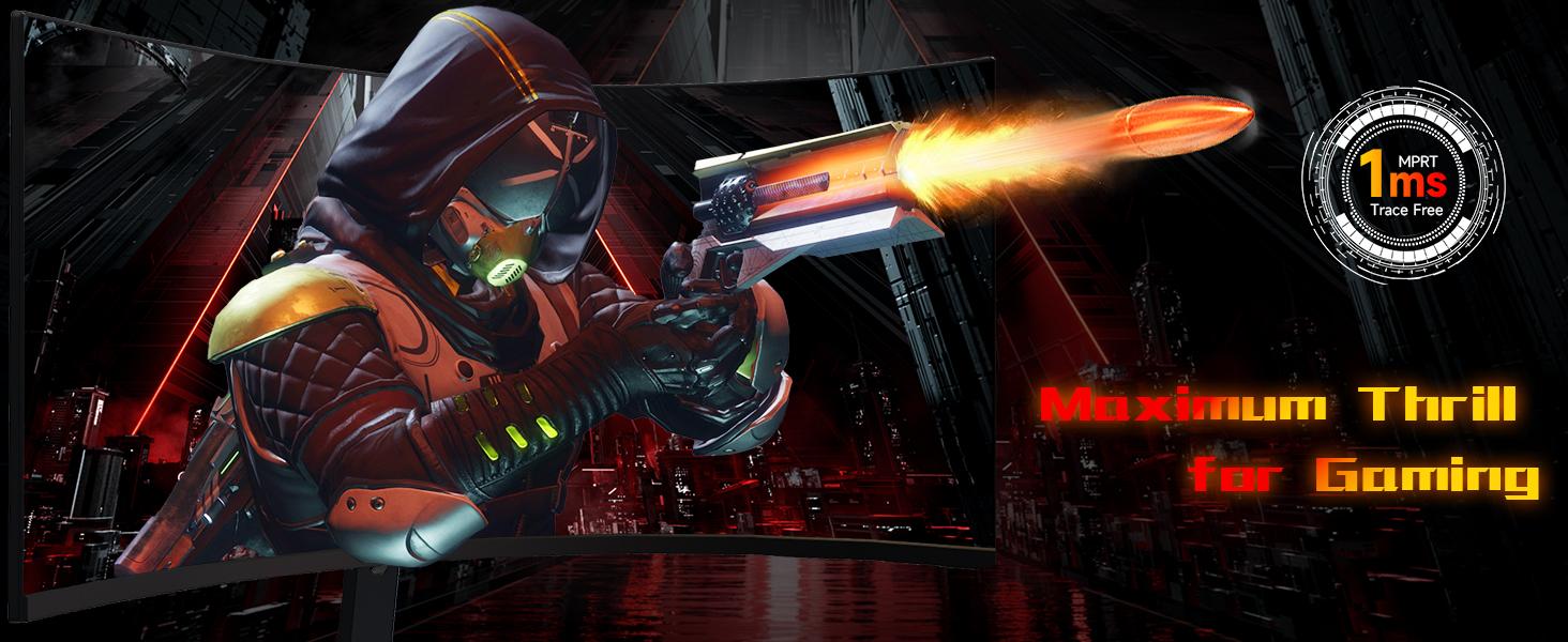 34-Inch Ultrawide Curved Gaming Monitor, 3440x1440 WQHD, Up to 165Hz, 1ms, 1500R Curvature, 100% sRGB, FreeSync Premium, HDMI 2.0 & DisplayPort 1.4, Wall Mountable - Black