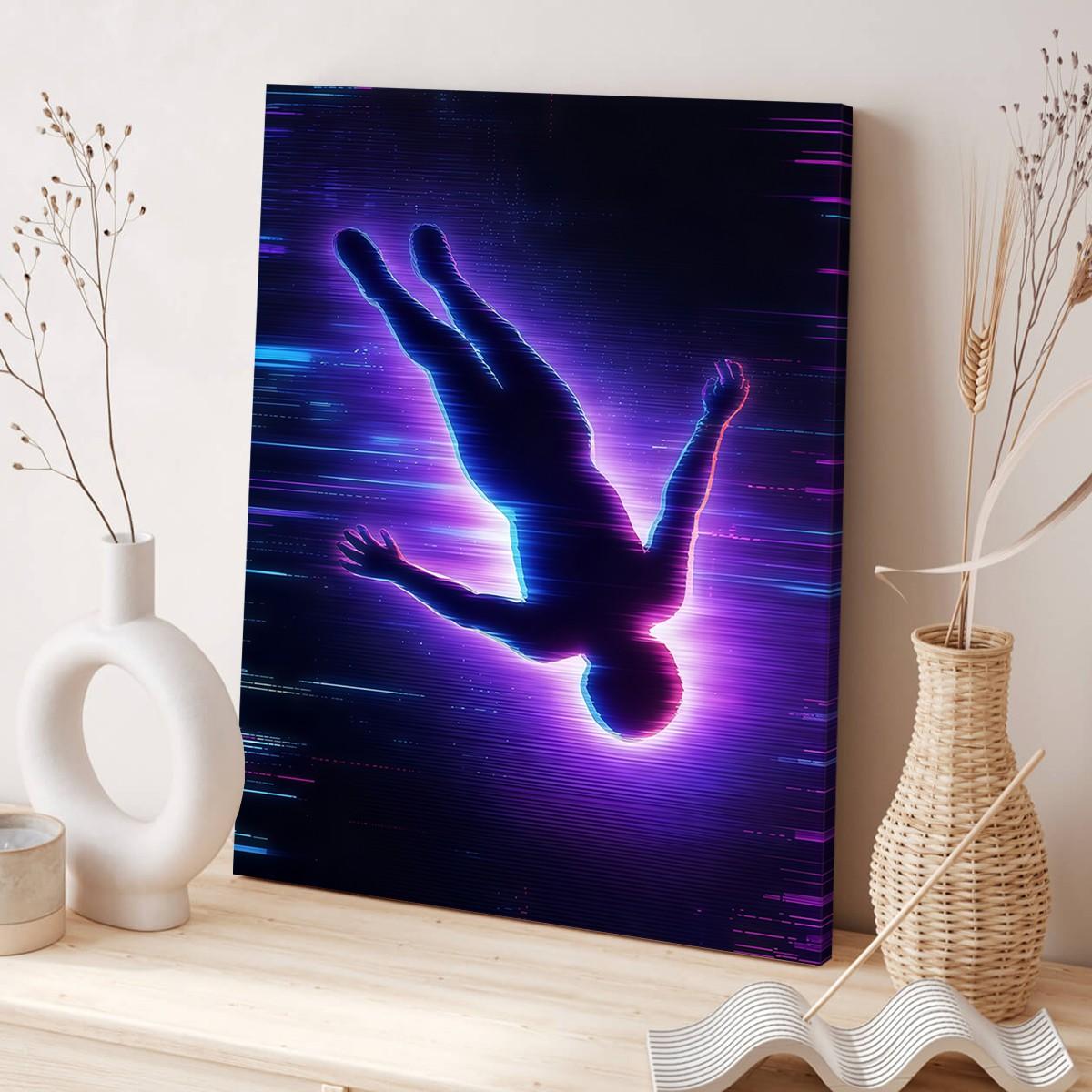 Wooden Frame Canvas Poster, Cyber Neon Art, Modern Living Room Decor, Waterproof, Suitable for Bedroom, Hallway, Wall Art