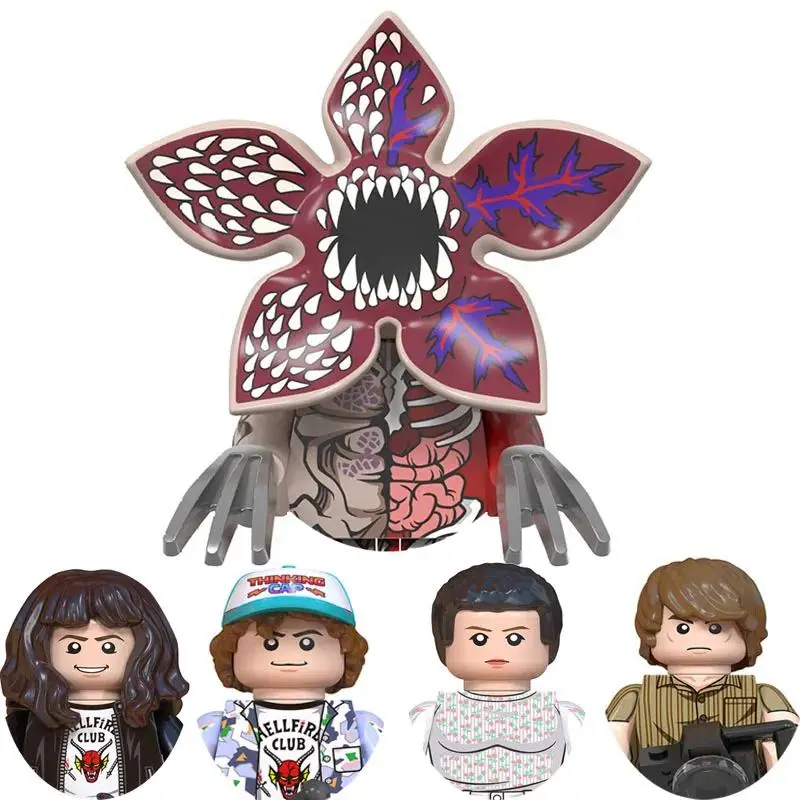 4Pcs/Set The Horror TV Dustin Mike Lucas Will Demogorgon Model Building Blocks Enlighten Action Figure Bricks Toys For Children
