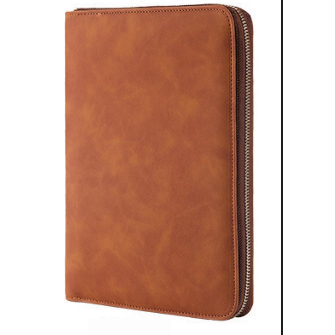 A5 PU Leather Zippered Binder Notebook, Multi-Pocket Organizer Journal, Hardcover Business Planner with Zip Closure for Work, School & Travel