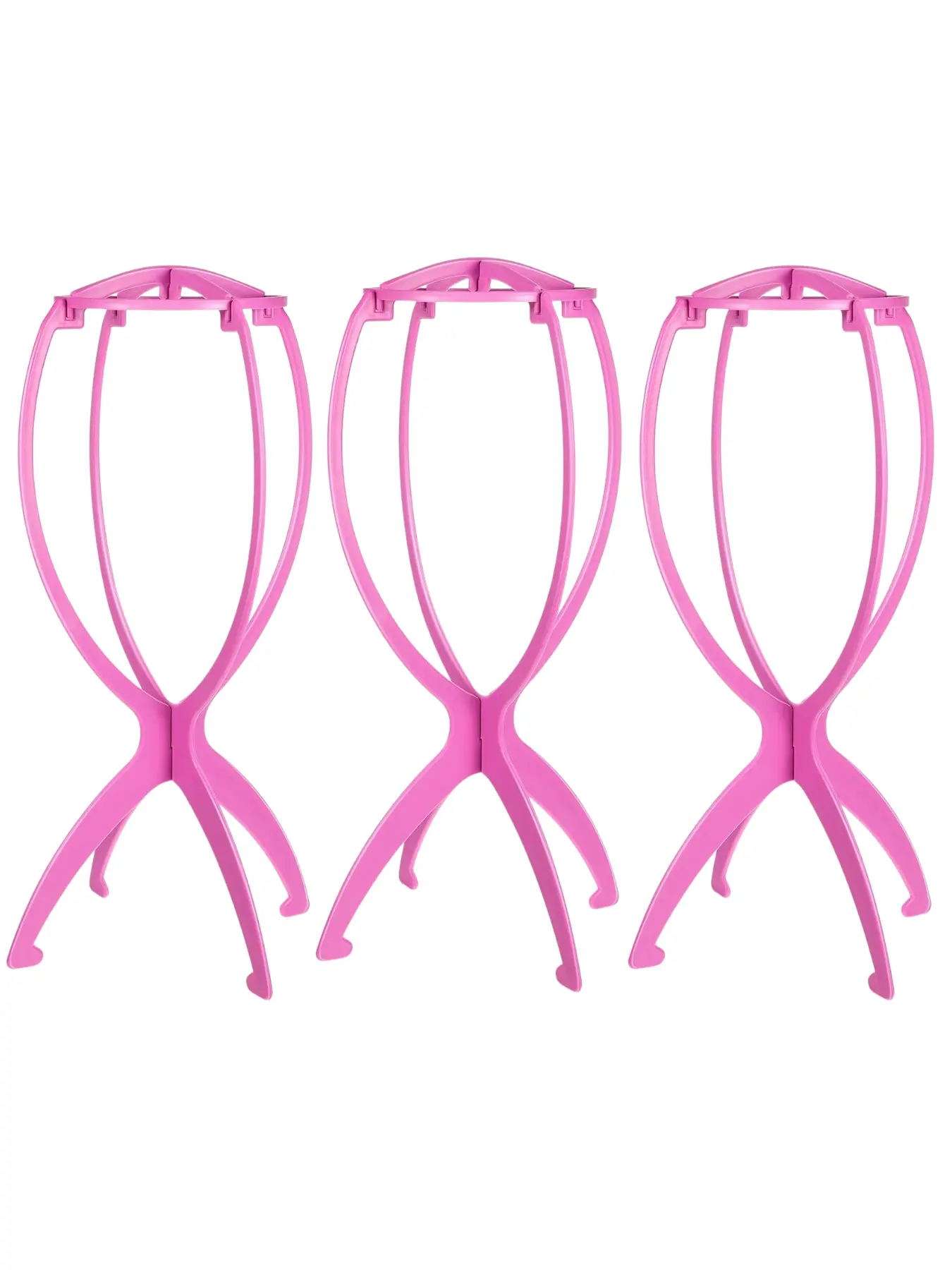 3Pcs wig stands, black and pink, suitable for multiple wigs and hats, wig stands, ideal for travel, Portable, display, wig styling, foldable wig rack, Foldable Design, durable wig display tool, Durable Material, suitable for all wigs travel wig rack
