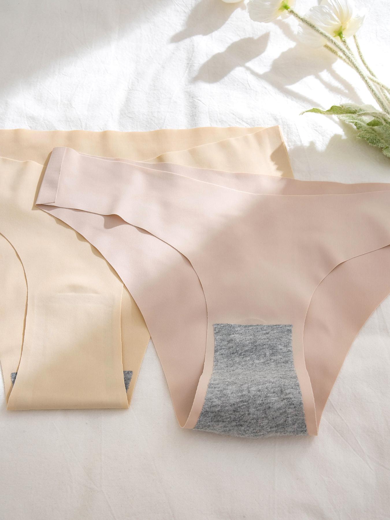 Women's  Solid Color Drop Waist Panty, Casual Comfy Seamless Knicker for Daily Wear, Ladies Underwear for All Seasons