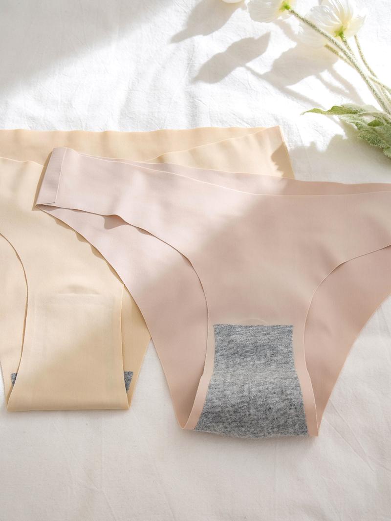 Women's  Solid Color Drop Waist Panty, Casual Comfy Seamless Knicker for Daily Wear, Ladies Underwear for All Seasons