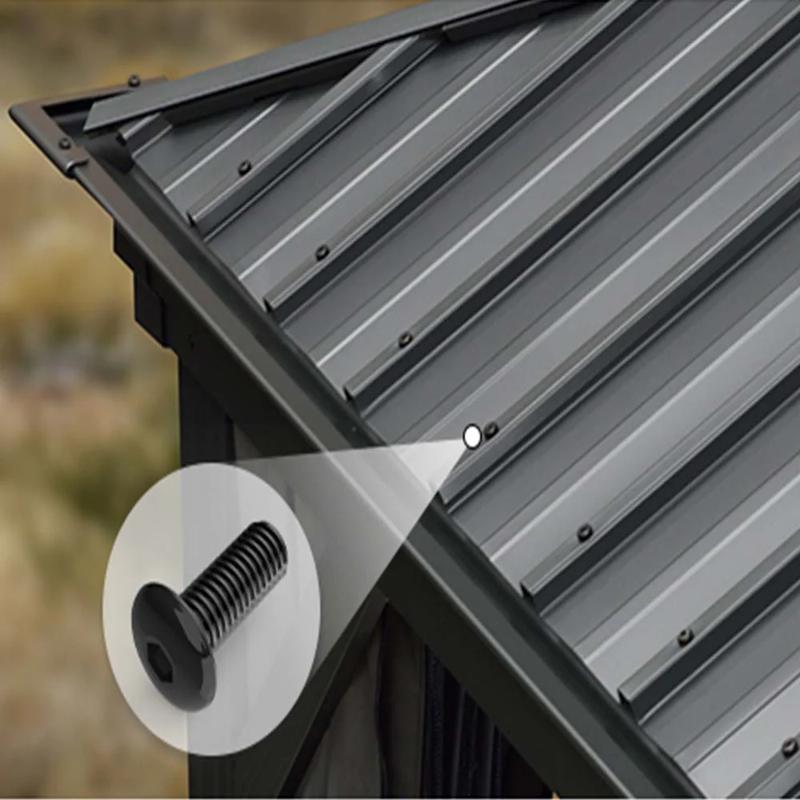 PURPLE LEAF 12' x 16' Patio Gazebo For Backyard | Hardtop Galvanized Steel Grey Frame With Upgrade Curtain