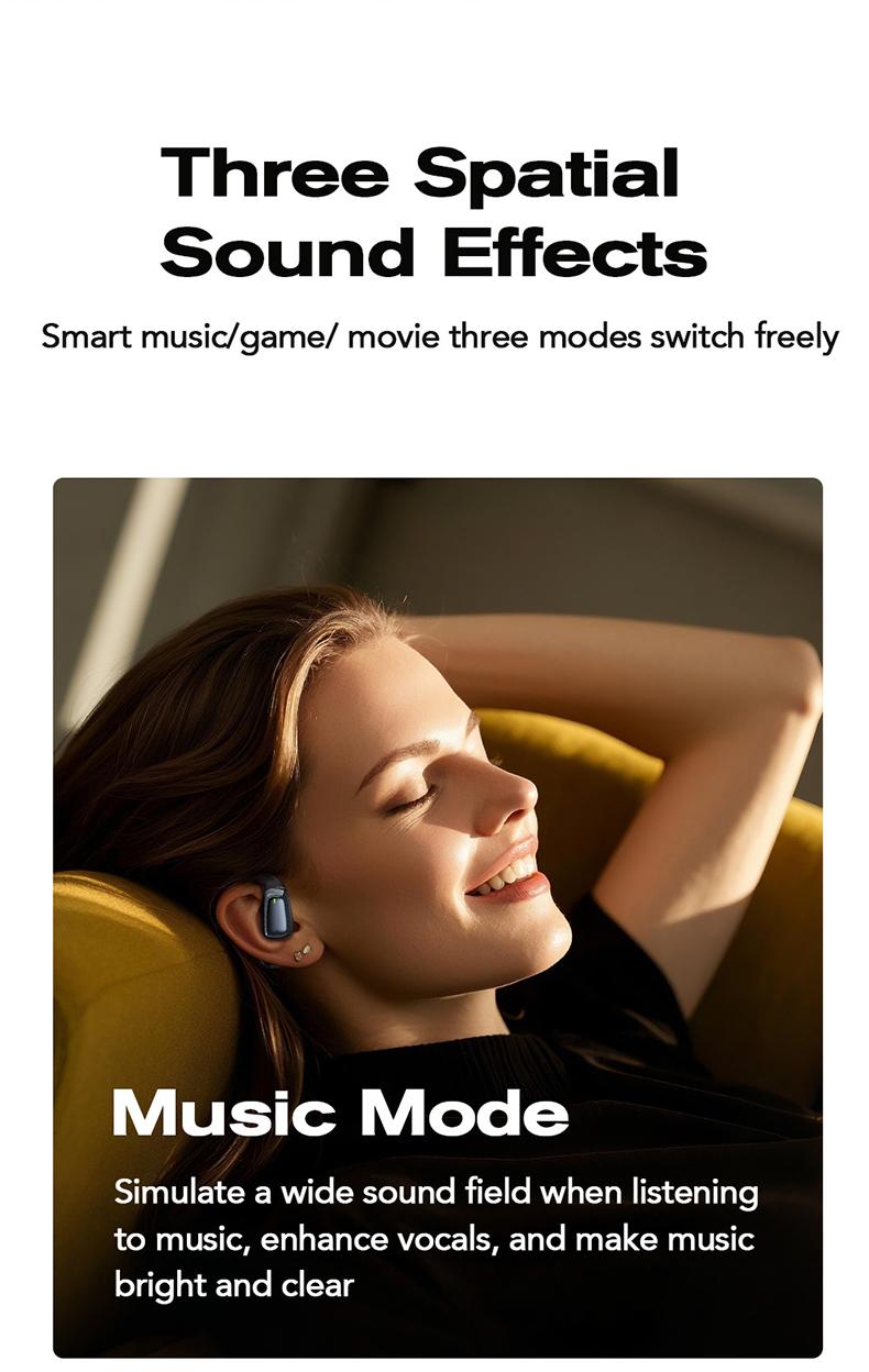 ERAZER XT82Pro OWS Wireless Earbuds Bluetooth 5.4 Earphones HIFI Sound Quality Wireless Headphones Light-Weight Headphones Full Color Display Touch Screen Gaming Headsets Built-in Microphone