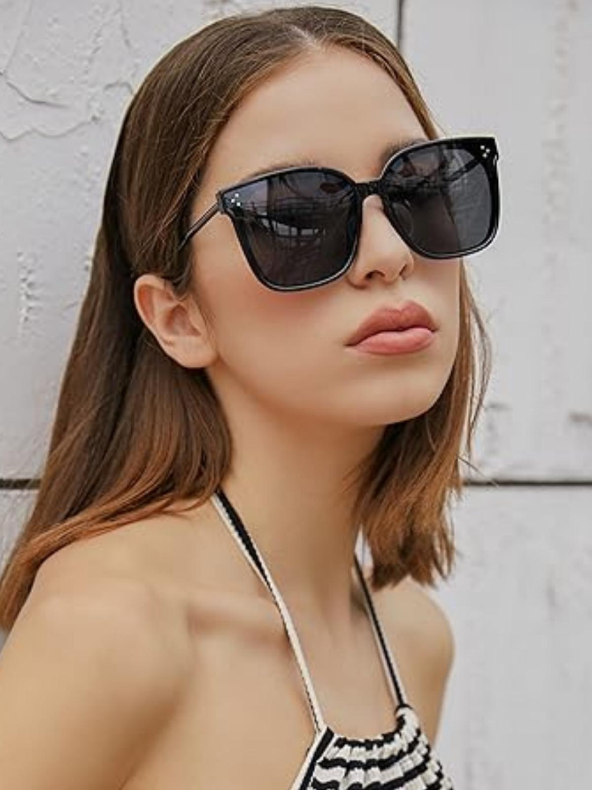 FEISEDY Trendy Polarized Cateye Sunglasses Womens Vintage Oversized Square Sunglasses UV400 Protection B0003