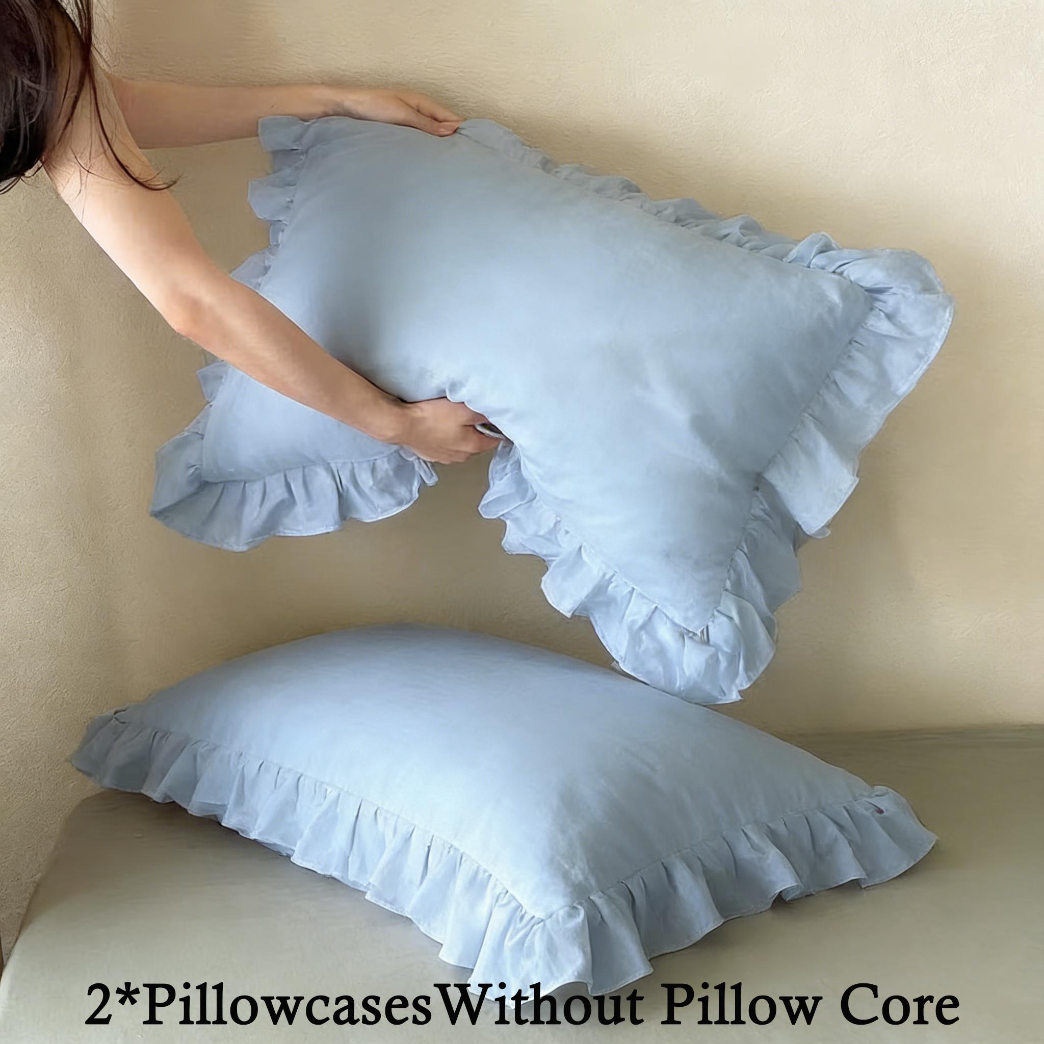 Solid Color Ruffle Pillowcase Set, Crafted with Raffle Detail, includes 2 Pillowcases Without Pillows, Soft and Comfortable Bedding Accessories