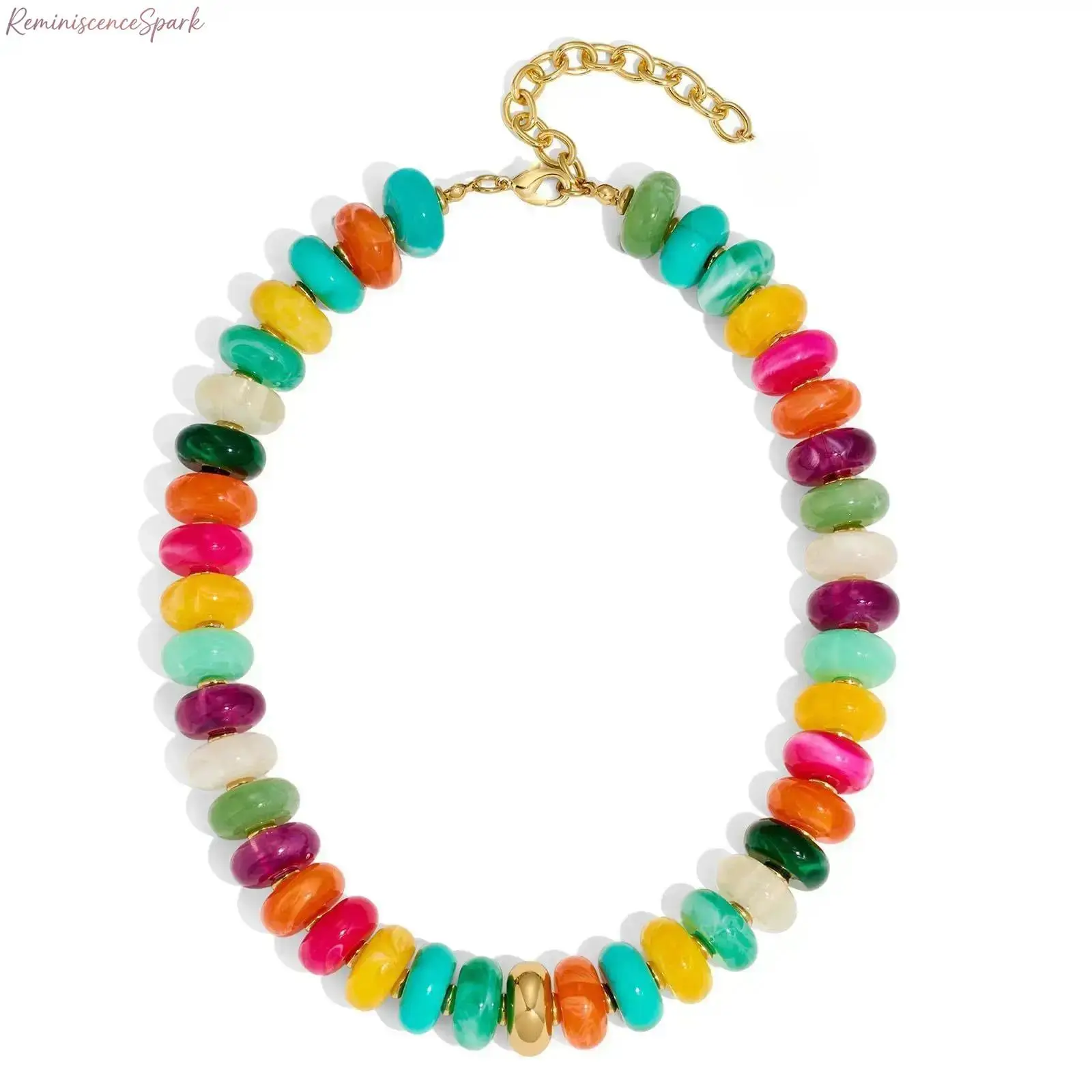 Chunky Beaded Choker Necklace for Women, Y2K Boho Statement Jewelry, Adjustable Beaded Neck Piece with Metallic Accent, Trendy Stackable Fashion Accessory, Ideal for Beach Vacation, Summer Outings, Daily Casual Looks & Festival Occasions
