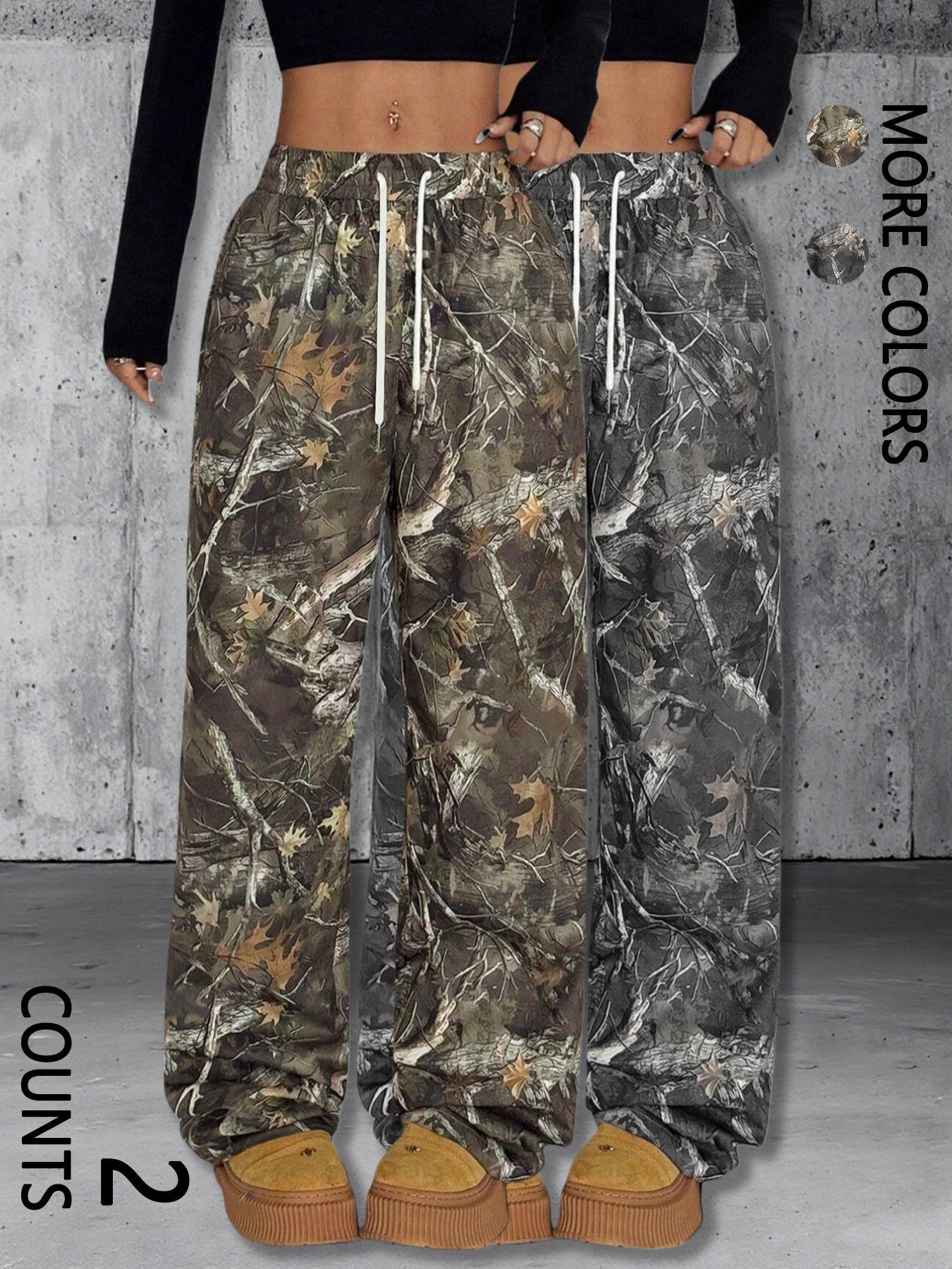 Unisex Camo Print Trousers, Casual Comfy Breathable Straight Leg Trousers for Daily Wear, Fashion Camouflage Print Bottoms for Summer, Pants