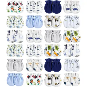 24 Pairs Newborn Baby Mittens No Scratch Mittens Soft Elastic Infant Baby Gloves  0-6 Months Boy Girl
