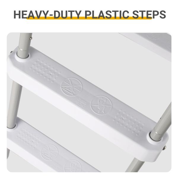 4-Step 52in Above Ground Pool Ladder - 300LB Capacity, Iron Grey Frame & White Steps, Fits Pools up to 52in