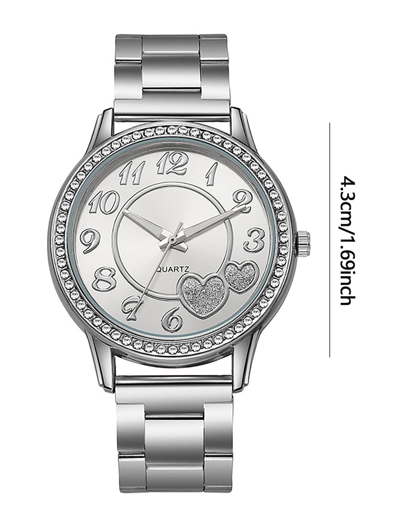 2 counts - Women's Watch Fashion Simple Watch Women's Watch Square Quartz Watch with Fashion Stacked Bracelet Set