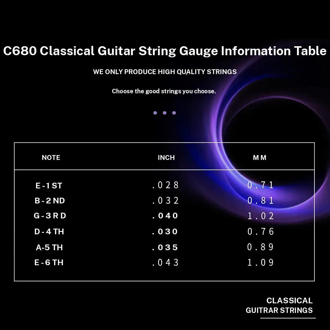 Irin Classical Guitar String Set Nylon Silver Coated Wound Strings 1-6 for Classical Guitar Accessories Durable and High-Quality