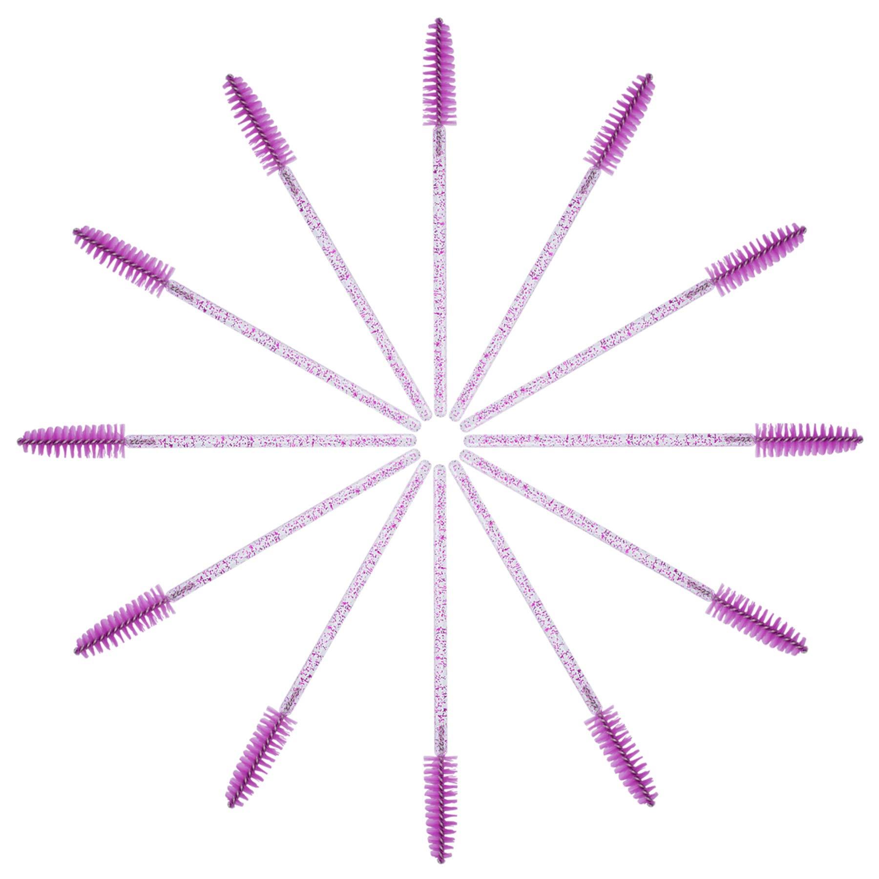 200/100/50/10pcs Eyelash Brushes with Container, Bendable Disposable Brow Wands, Crystal Castor Oil Brush for False Lashes, Cosmetic Brush