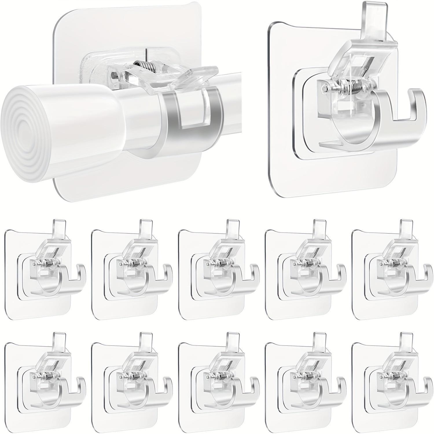 8 Pack - No Drilled Self-Adhesive Curtain Rod Brackets, Nailless Wall Brackets for Home And Hospitality