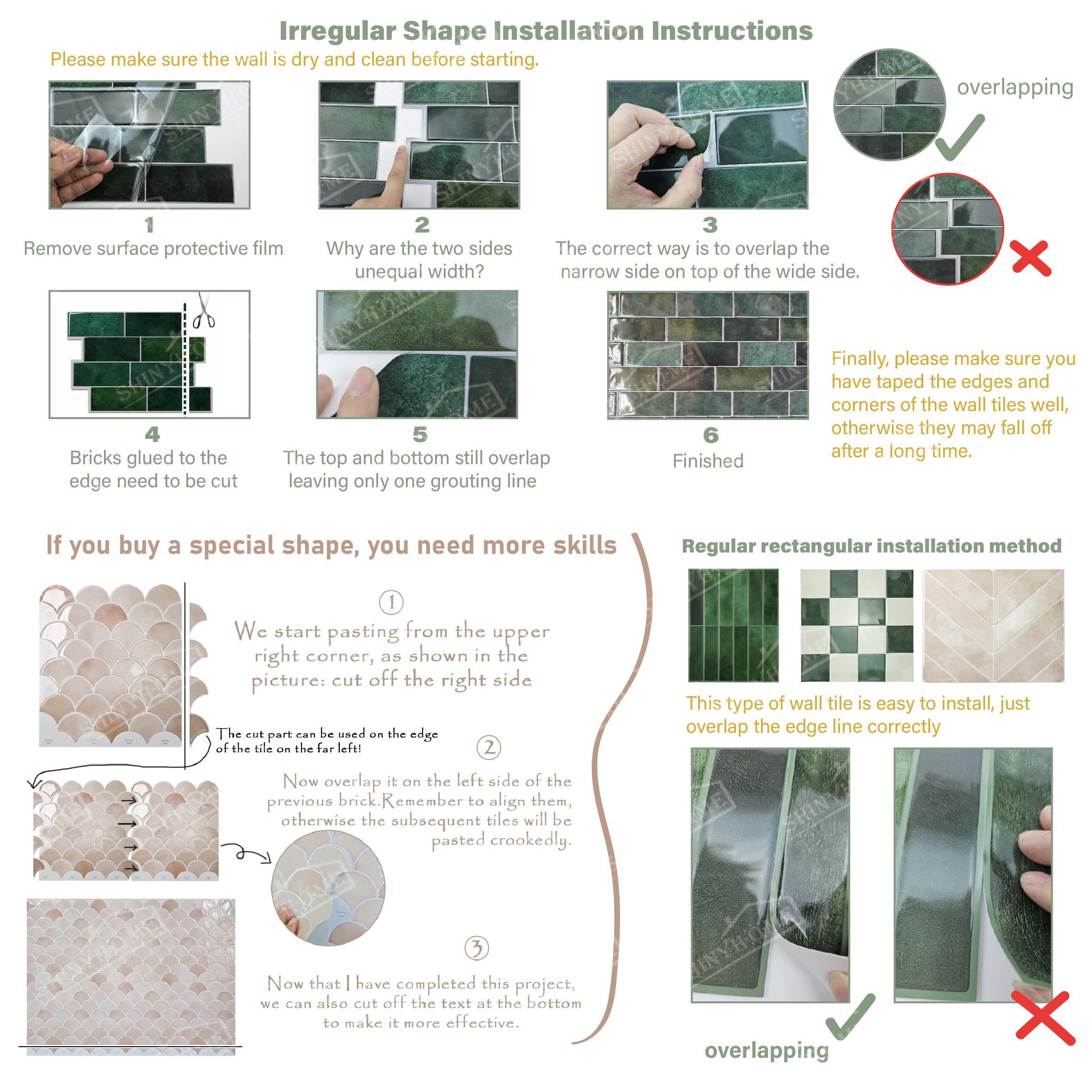 1/10 Sheets 3D Peel and Stick Tiles, Self-Adhesive Wall Panels for Kitchen Backsplash and Bathroom, Waterproof Easy Clean DIY Decor