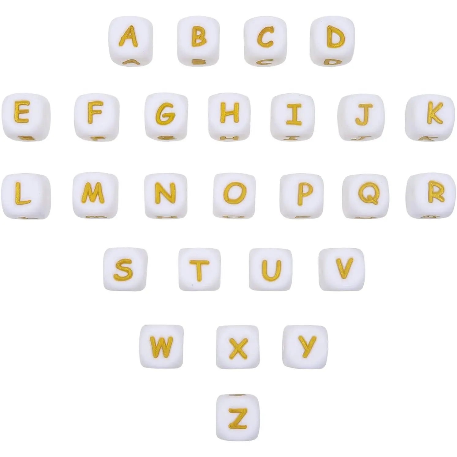 110 count Silic Letters Beads 12mm Square Alphabet Beads  Cube Letter A to Z for DIY Bracelet Necklace Keychains  Making