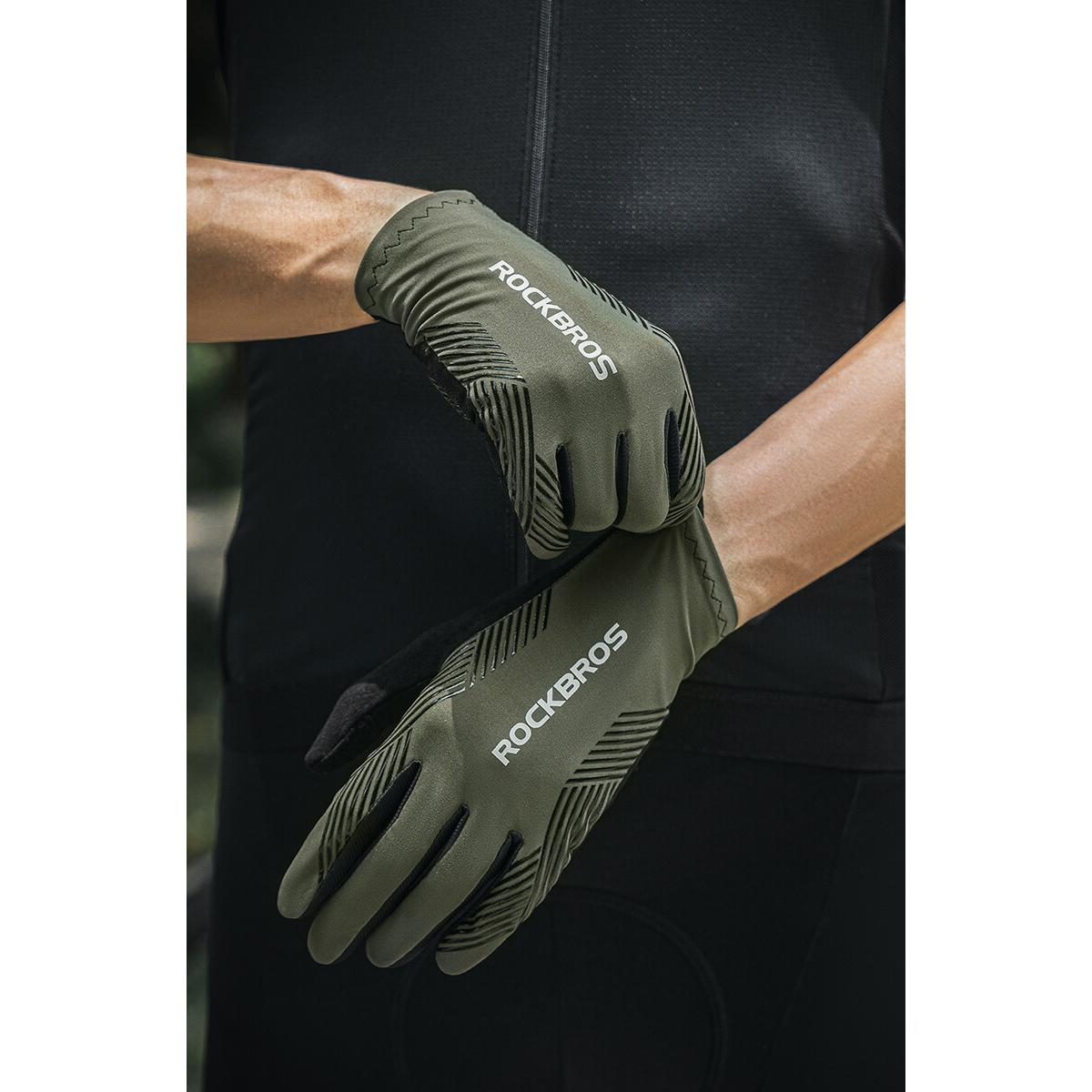 ROCKBROS Cycling Gloves Mountain Bike Gloves Anti-Slip Full Finger Bike Gloves SBR Pad Shock-Absorbing MTB Road Bike Gloves for Riding Running Hiking Outdoor Sports