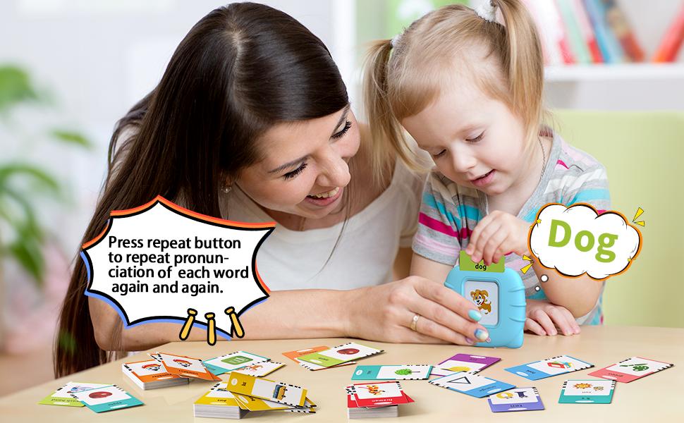 540 Sight Words Talking Flash Cards with Music, Christmas Birthday Easter Gifts for 2 3 4 5 6 Years Old Boys and Girls, Pocket Speech Therapy Toys, Montessori Educational Learning Toys, Aqua