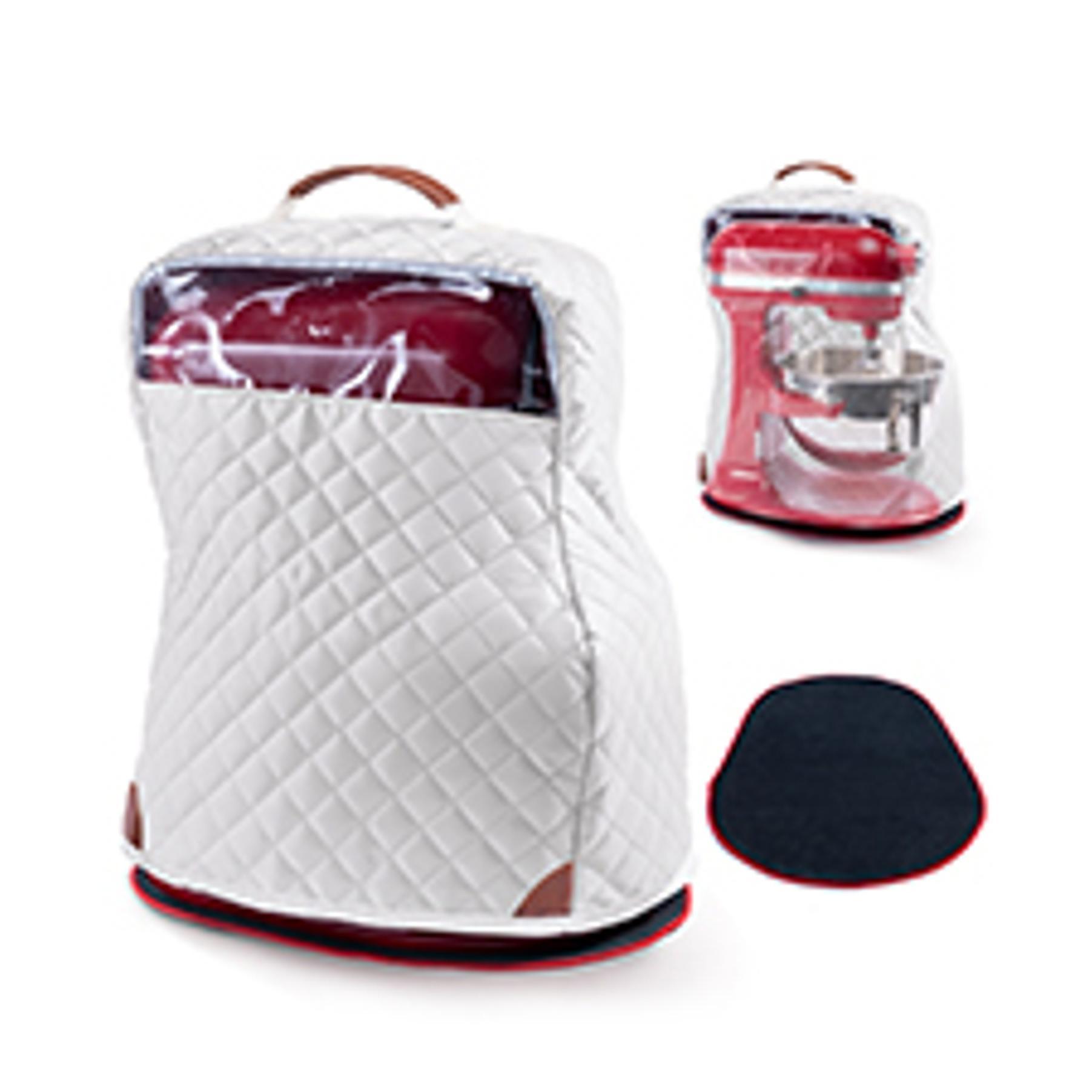 Stand Mixer Cover with Detachable Appliance Sliders Base Compatible with KitchenAid Mixer-Storage Bag for 6/7/8 Quart with Pockets for Kitchen Aid Accessories and Attachments