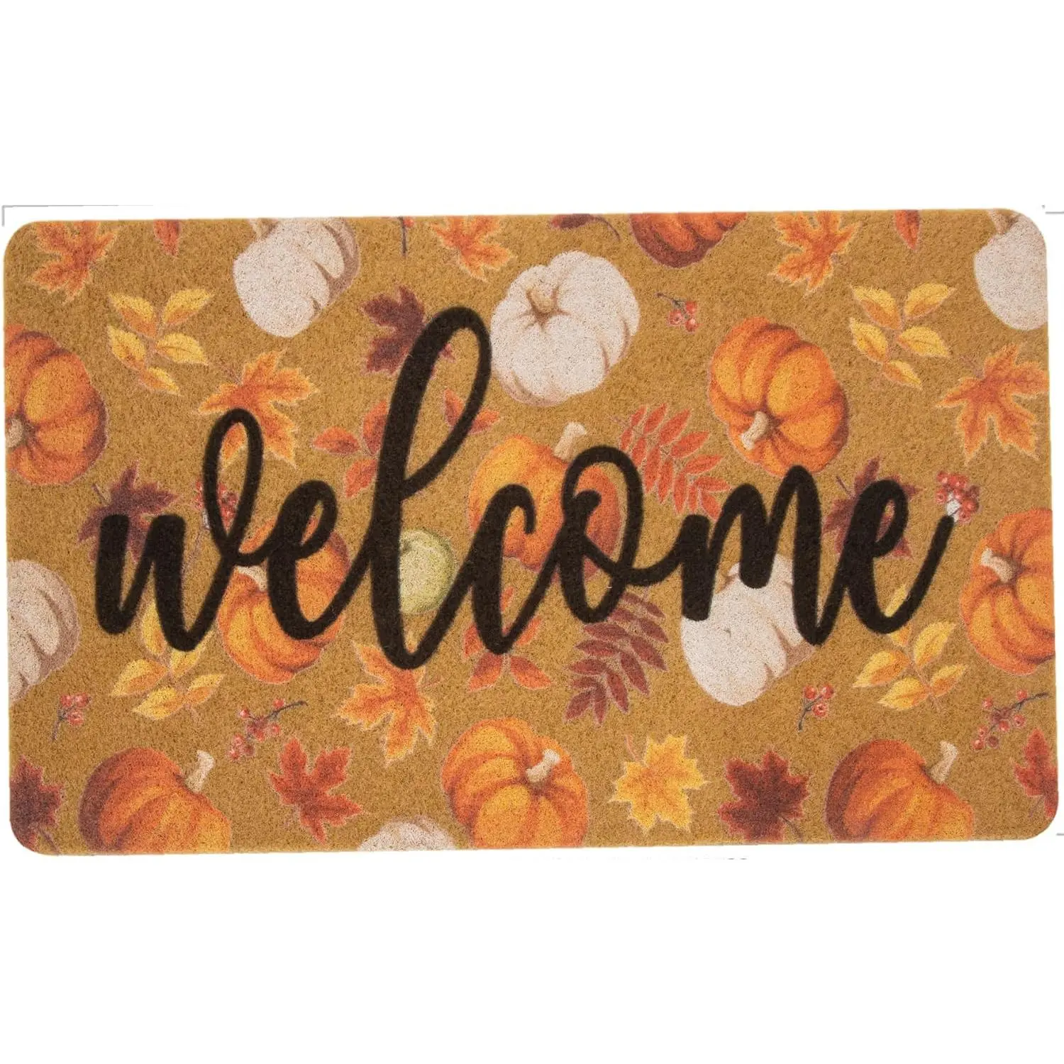 Pumpkin  Door Mat for Front Door 30''x 17'' Coir Welcome Mat with Anti-Slip Backing Indoor & Outdoor Use, Pumpkin Fall Doormat for Outdoor Entrance