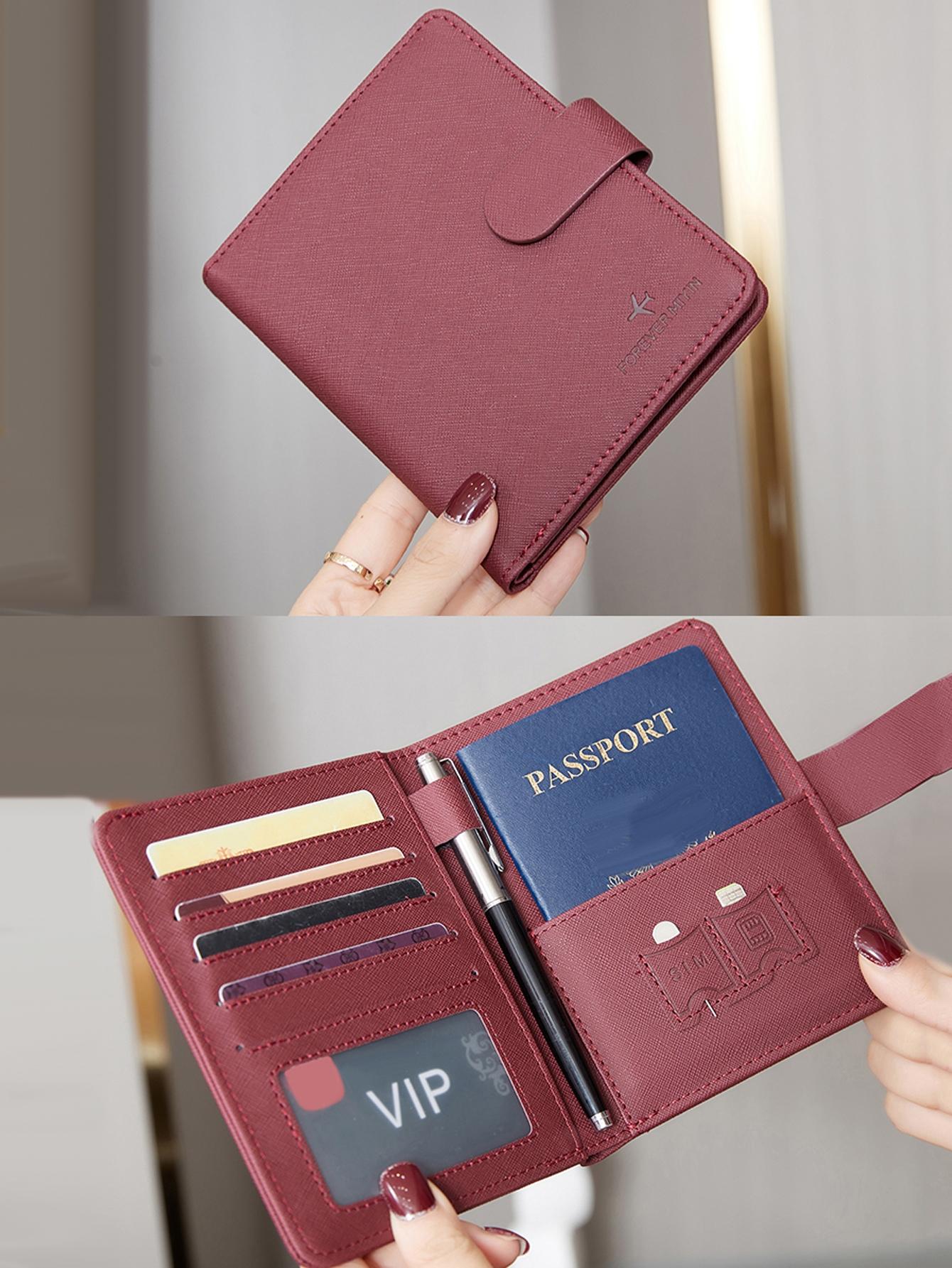 RFID Anti-theft Brush Passport Cover Card Holder Unisex Multifunctional Solid Color PU Bifold Wallet Passport Clip Lightweight Portable Passport Holder With Card Slot ID Window Passport Case For Men and Women For Travel Flight, Travel Essentials